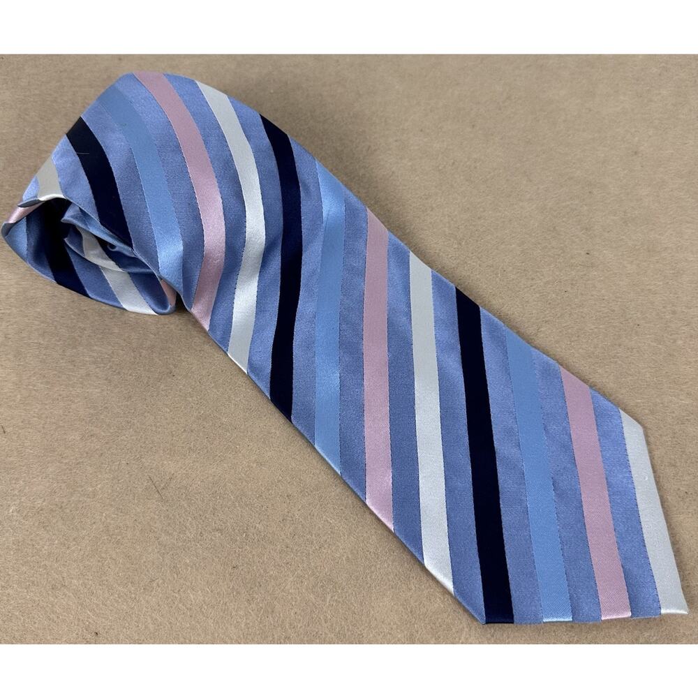 Alexander Julian Colours Tie 62" x 3.75" Pastel Asymmetric Sewn stripes SILK